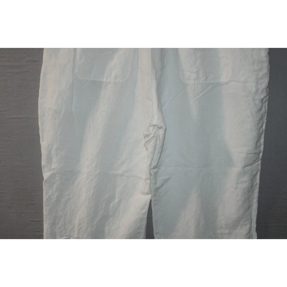 Alfani Cropped Pants Womens Size XXL White Linen Blend 2 Pockets Drawstring